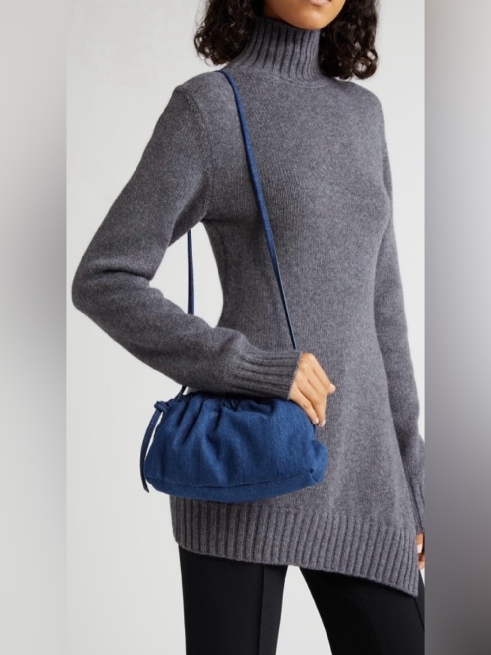 Mansur Gavriel Denim Mini Cloud Clutch Crossbody Bag - Picture 2 of 11